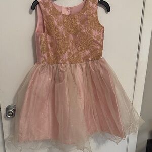 Elegant Pink and Gold Kids Formal Dress